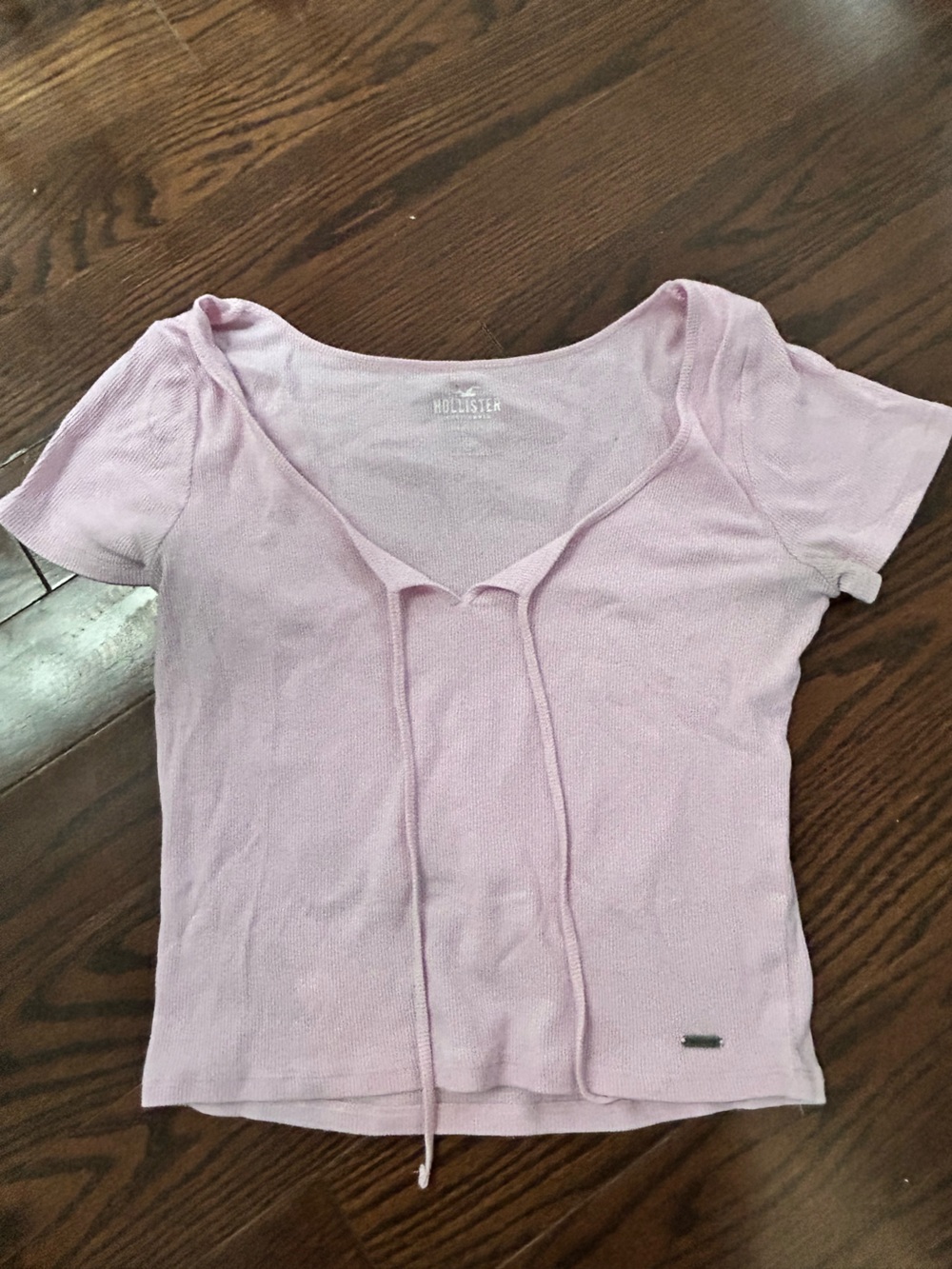 Hollister Light Pink Short Sleeve Knit Tee with Tie Detail
